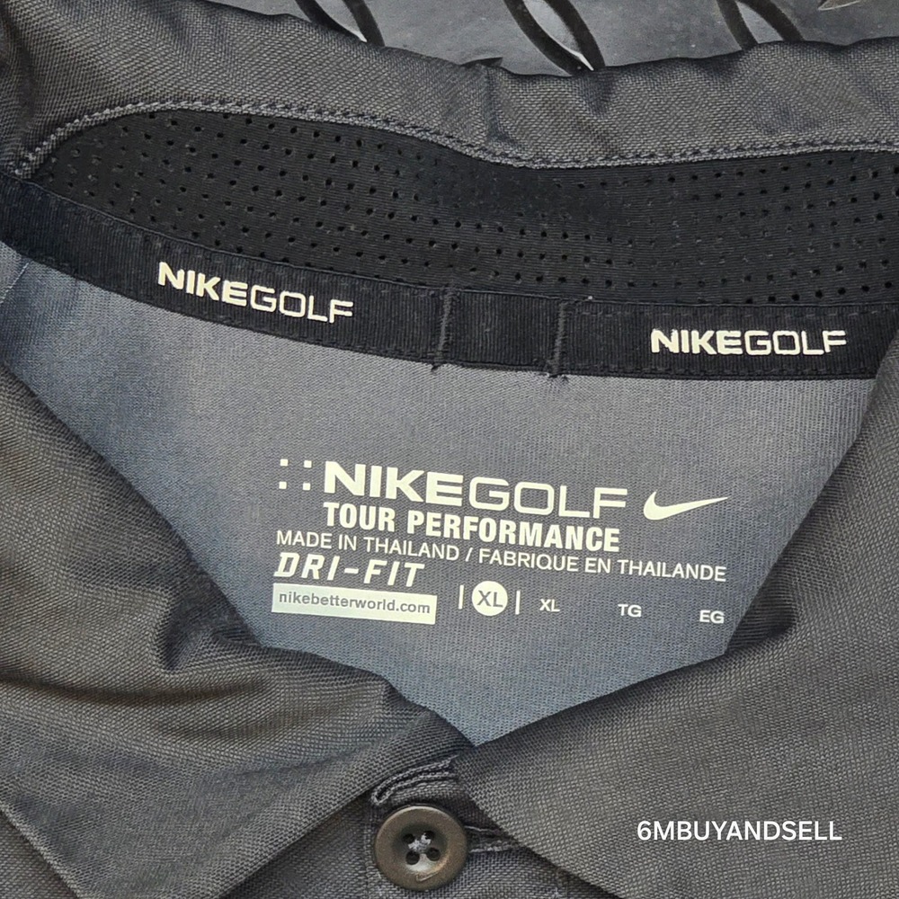 Nike Golf Tour Performance Dri-FIT Polo Shirt Grey Neon Yellow 620079-021 XL - Picture 3 of 13